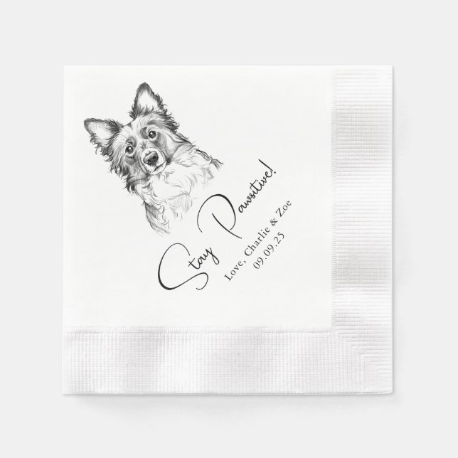 Stay Pawsitive Custom Pet Cocktail Napkins Wedding (Front)