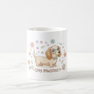 Stay Pawsitive Cute Dachshund Coffee Mug