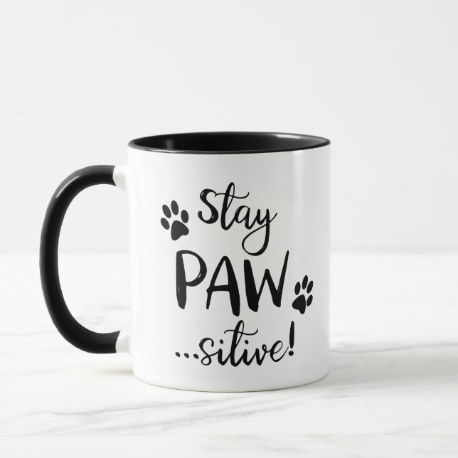 Stay Pawsitive Dog Lover Mug (Left)