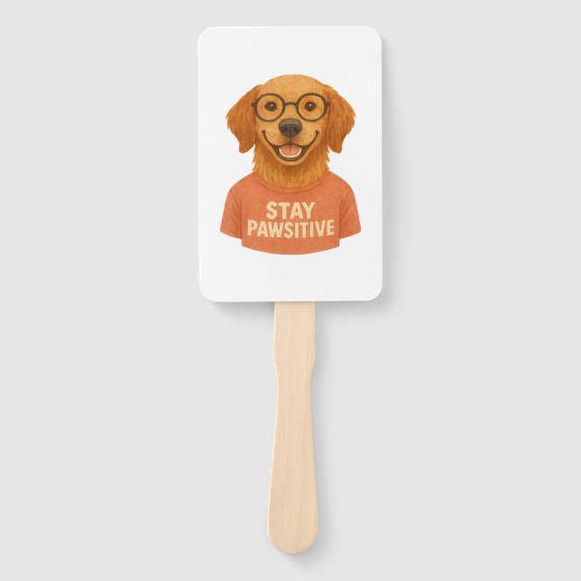 Stay Pawsitive Hand Fan (Front)