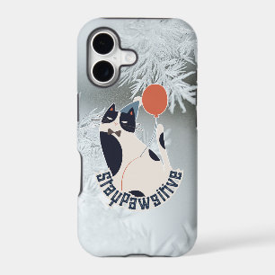 Stay Pawsitive Modern Cat Illustration Tough iPhon