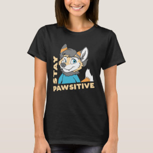 Stay Pawsitive Stay Positive Cute OwO Fursuit T-Shirt