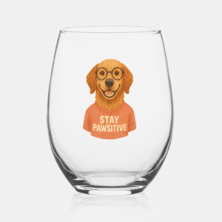 Stay Pawsitive Stemless Wine Glass