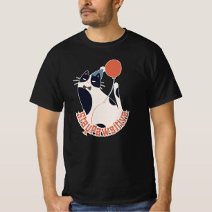 Stay Pawsitive Tuxedo Cat Birthday Party Grey T-Shirt
