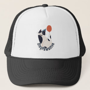 Stay Pawsitive Tuxedo Cat Birthday Party Trucker  Hat
