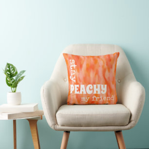 Stay peachy my friend warm cozy boho orange  throw pillow
