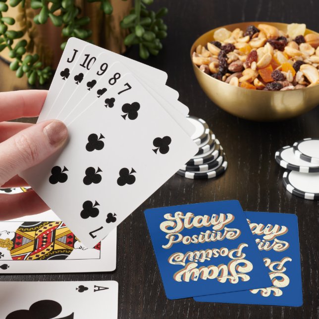 STAY POSITIVE funny 70's typography retro design   Playing Cards (In Situ)