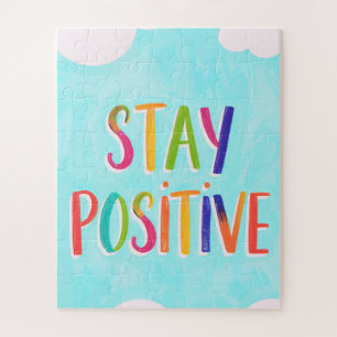 Stay positive motivational quote painted jigsaw puzzle