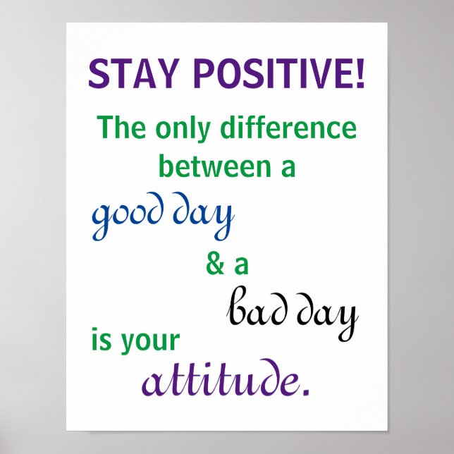 Stay Positive Motivational Quote Poster (Front)