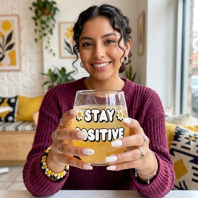 Stay Positive Stemless Wine Glass (Creator Uploaded)