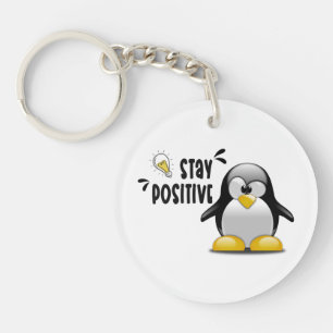 Stay Positive With Cute Funny Penguin Cartoon  Keychain