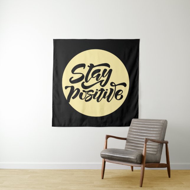 Stay Positive Yellow Tapestry (In Situ)
