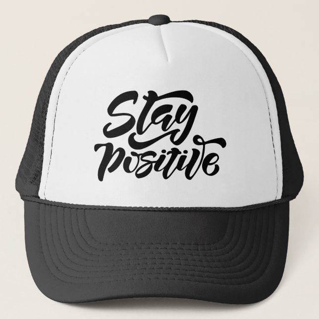 Stay Positive Yellow Trucker Hat (Front)