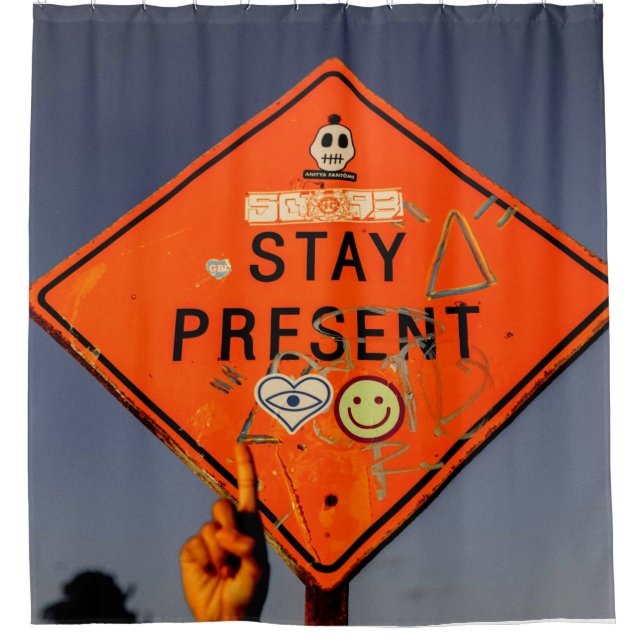 Stay Present, Orange Road Sign Graffiti (Front)
