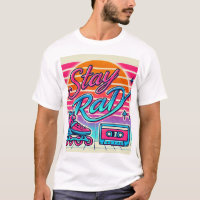 Stay Rad Retro 80s Roller Skate and Cassette