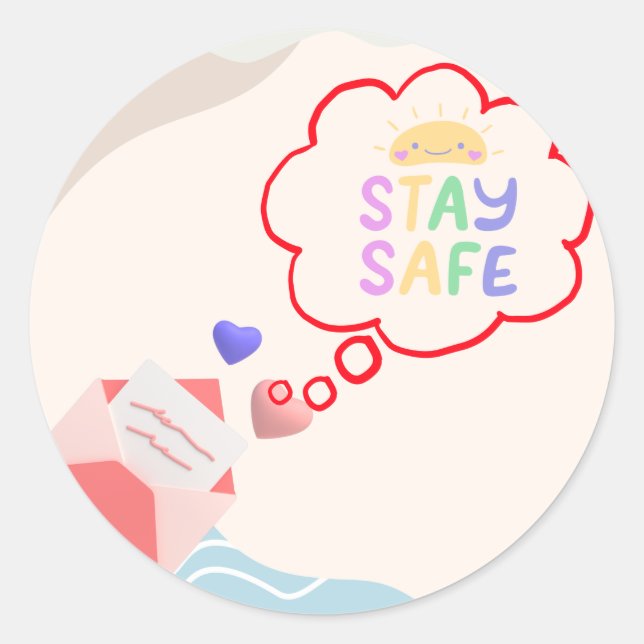Stay Safe Personalized Classic Round Sticker (Front)
