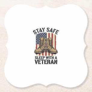 Stay Safe Sleep With A Veteran Vintage Boots Shirt Paper Coaster