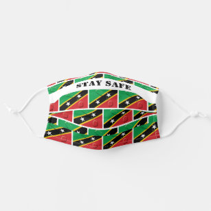 Stay Safe ST KITTS NEVIS FLAG Customizable Cloth Face Mask