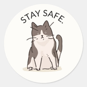 STAY SAFE STICKERS WITH FUN CAT