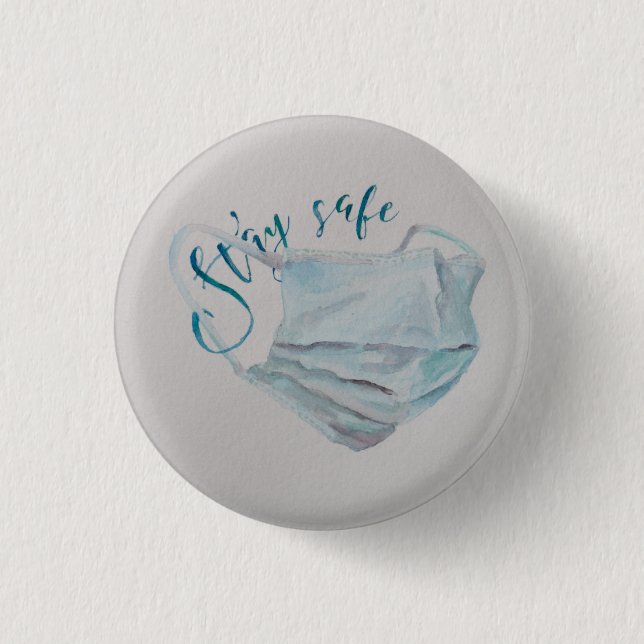 Stay Safe Surgical Mask 1 Inch Round Button (Front)