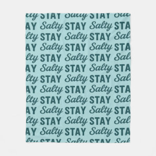 Stay Salty - Coastal Teal Sea Glass Blue Graphic Fleece Blanket