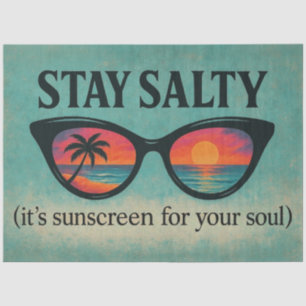 “Stay Salty” Retro Beach Sunset Decoupage Paper
