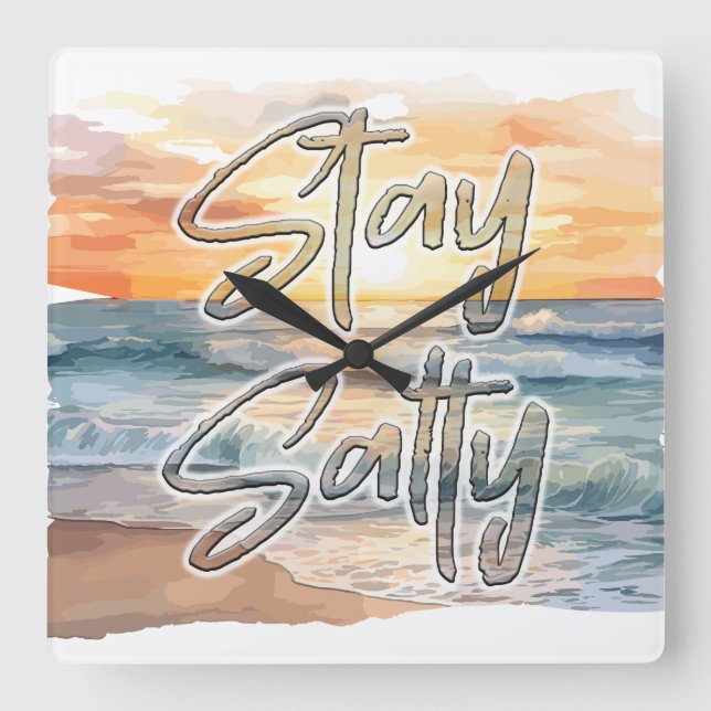Stay Salty Sunset Beach  Square Wall Clock (Front)