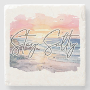 Stay Salty Sunset Beach  Stone Coaster