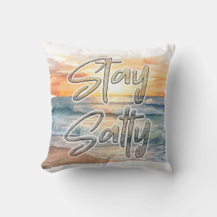 Stay Salty Sunset Beach Throw Pillow