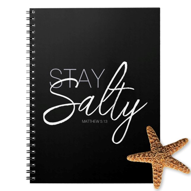 Stay Salty Typography Bible Verse Black Notebook (Creator Uploaded)
