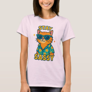 Stay Sassy Cat T-Shirt Funny Summer Cat Mom Shirt