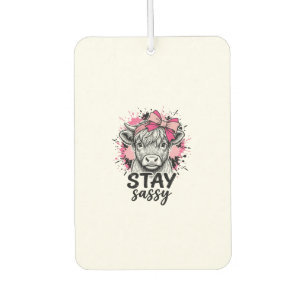 Stay Sassy Pink Highland Cow Vintage Engraving Shi Air Freshener