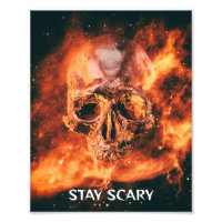 Stay Scary. Flaming skull in space