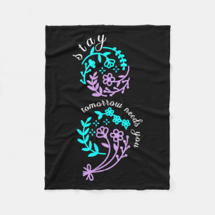 Stay Semicolon Mental Health Suicide Prevention Pl Fleece Blanket