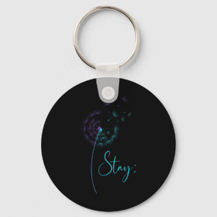 Stay Semicolon Teal &amp; Purple Dandelion Suicide Keychain