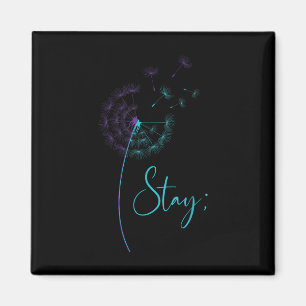 Stay Semicolon Teal & Purple Dandelion Suicide Magnet