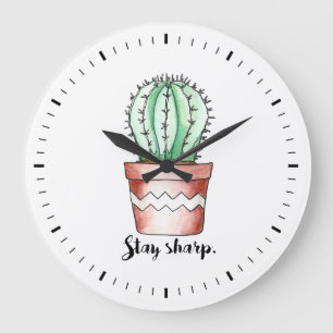 Stay Sharp Cactus Wall Clock