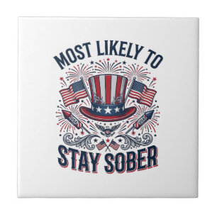 Stay Sober Patriotic Vintage Fireworks Shirt Desig Tile