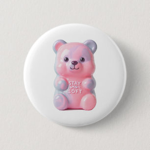 STAY SOFT Melting Gummy Bear 2 Inch Round Button