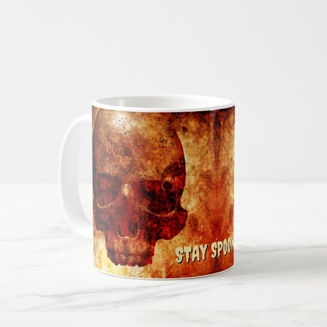 Stay Spooky. 3D human skull. Coffee Mug (Front Left)