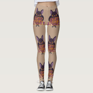 Stay Spooky — Adorable Brown Bat Halloween Design Leggings