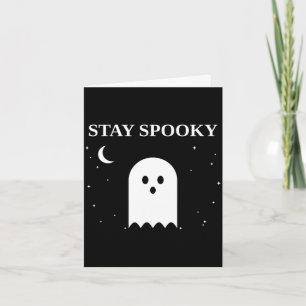 Stay spooky cute ghost halloween crescent moon card