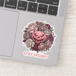 Stay Spooky Floral Pink Jack-O'-Lantern Wreath