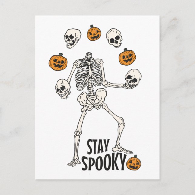 Stay Spooky Funny Halloween Skeleton Skulls Postcard (Front)