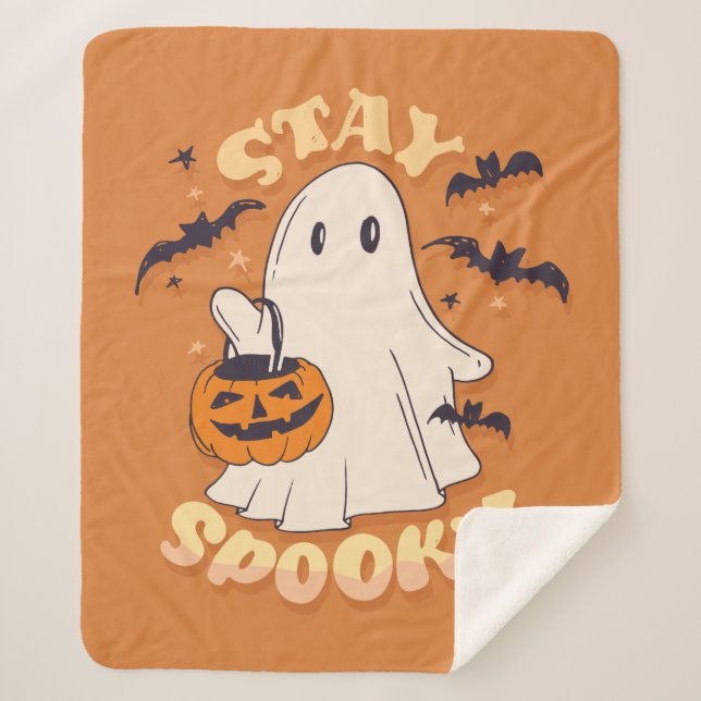 Stay Spooky Ghost Sherpa Blanket (Front)