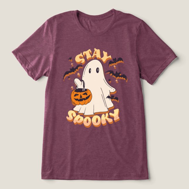 Stay Spooky Ghost Tri-Blend Shirt (Design Front)