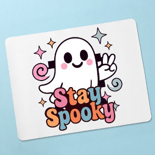 Stay Spooky Groovy Ghost Retro Pastel Halloween Mouse Pad