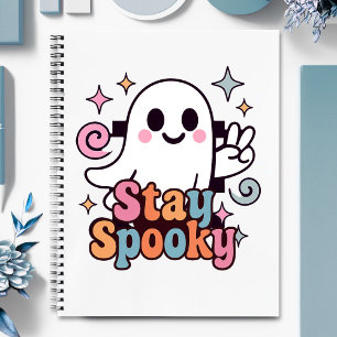 Stay Spooky Groovy Ghost Retro Pastel Halloween Notebook
