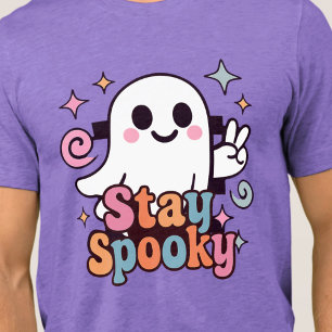Stay Spooky Groovy Ghost Retro Pastel Halloween Tri-Blend Shirt