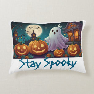 Stay Spooky, Halloween Ghosts and Pumpkins Accent Pillow